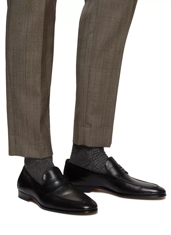 Flats>MAGNANNI Apron Toe Leather Penny Loafers