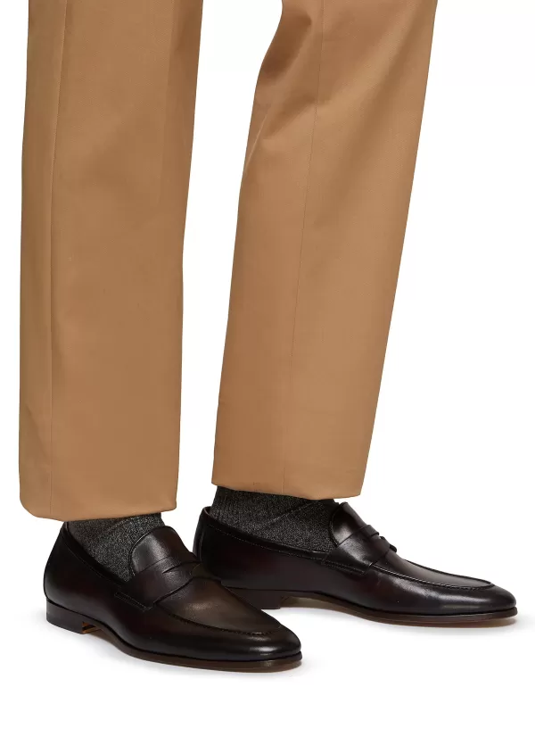 Flats>MAGNANNI Apron Toe Leather Penny Loafers