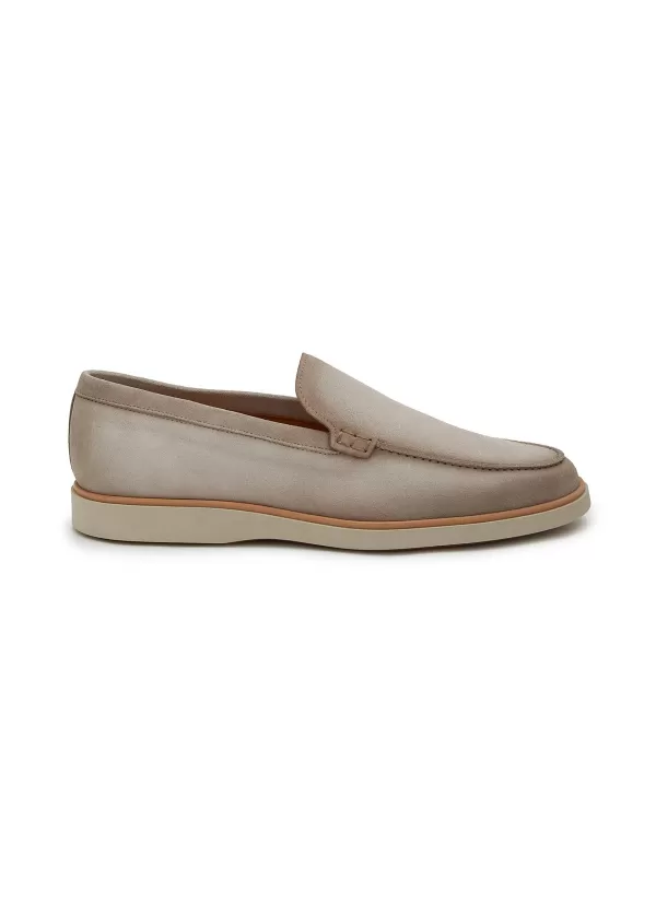 Flats>MAGNANNI Apron Toe Suede Loafers