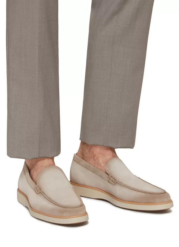 Flats>MAGNANNI Apron Toe Suede Loafers