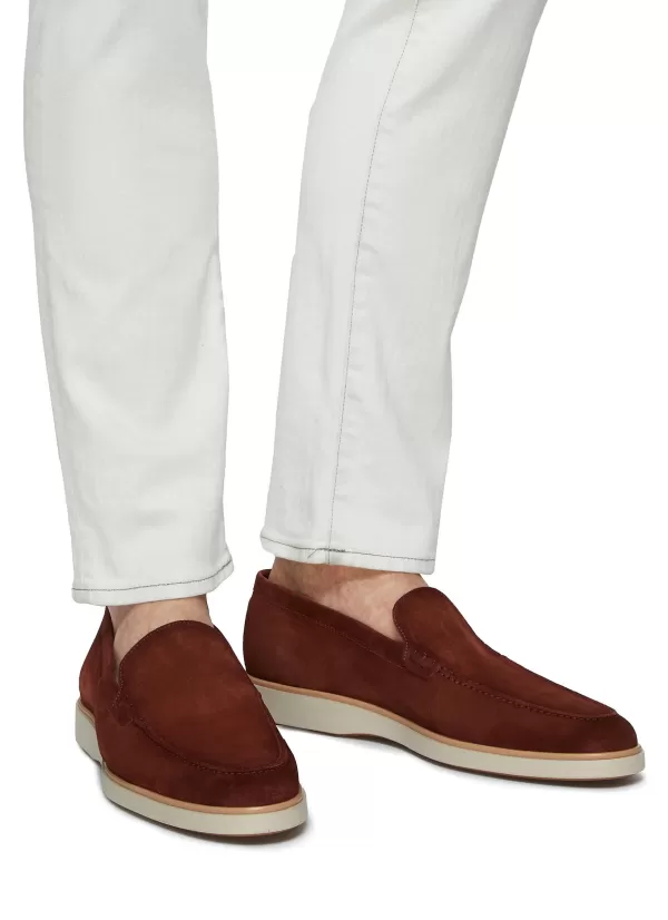 Flats>MAGNANNI Apron Toe Suede Loafers