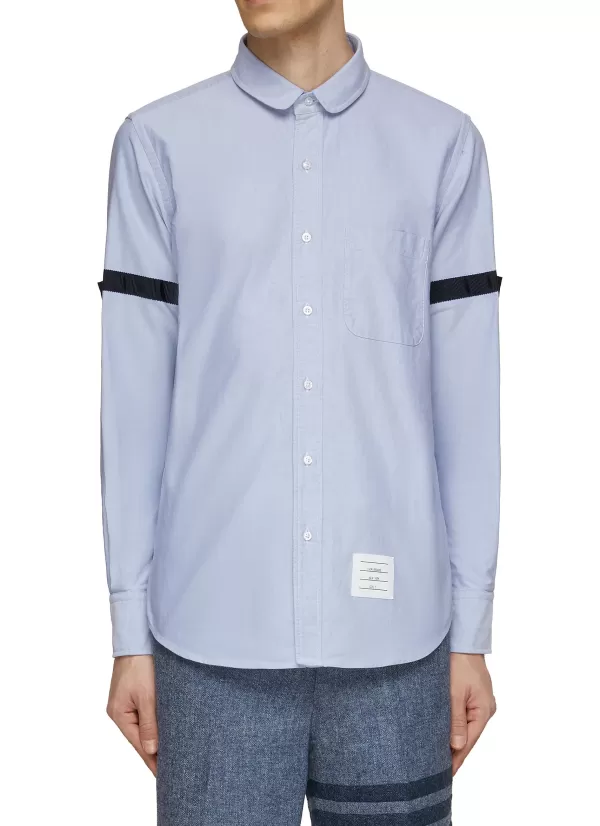 Shirts>THOM BROWNE Armband Cotton Shirt