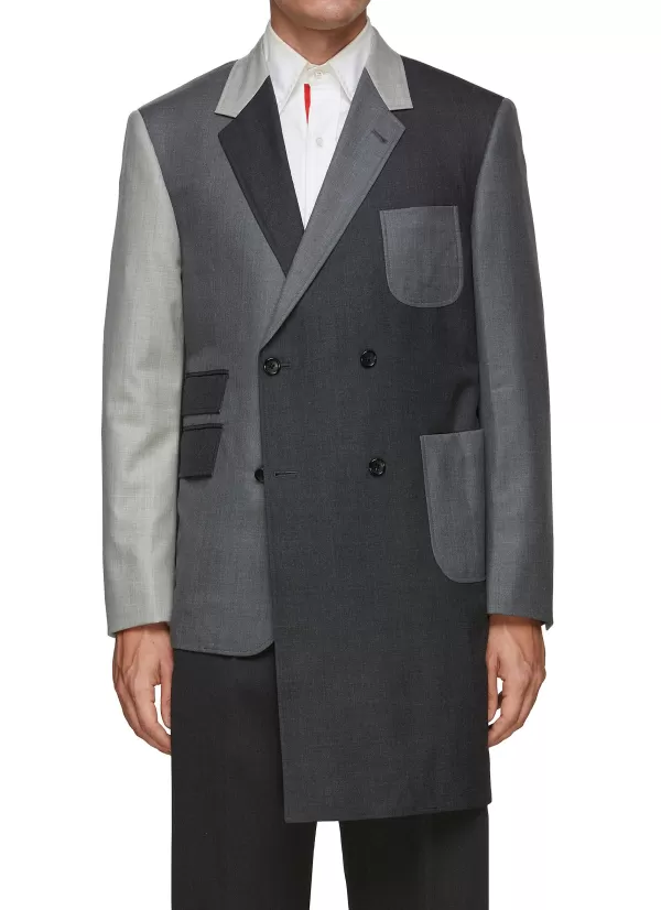 Suits>THOM BROWNE Asymmetrical Wool Blazer