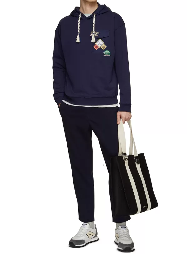 Pullovers & Hoodies>SCOTCH & SODA Badge Pocket Contrasting Drawstring Hoodie