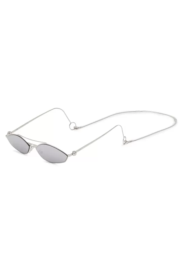 Eyewear>FENDI Baguette Oval Metal Frame Sunglasses