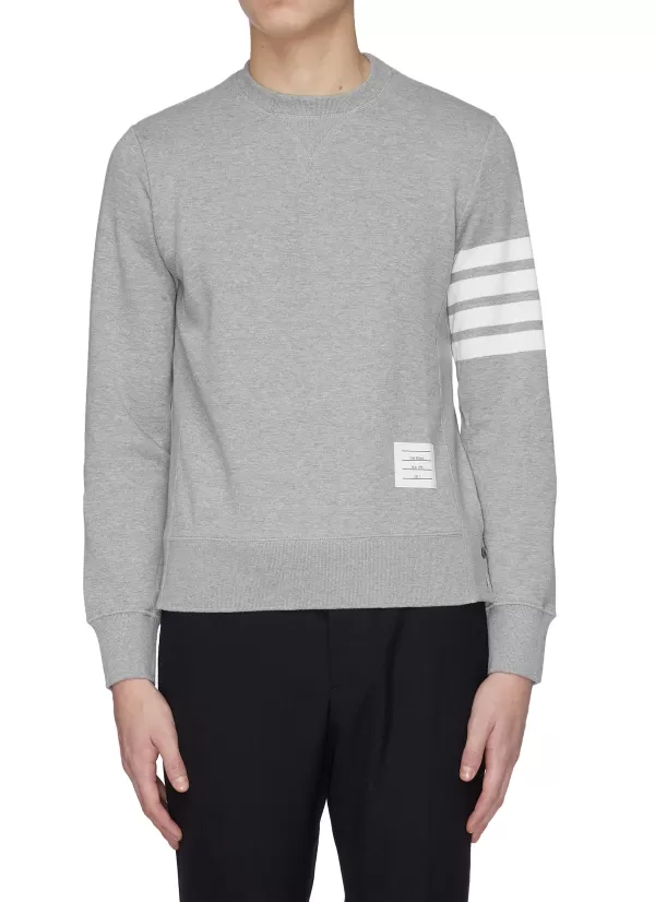 Pullovers & Hoodies>THOM BROWNE Bar Stripe Crewneck Sweatshirt