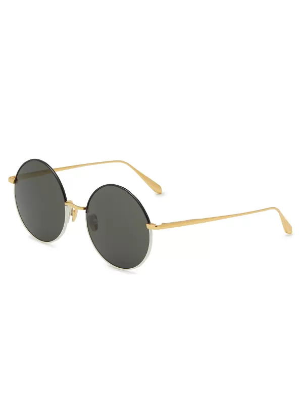 Eyewear>LINDA FARROW Bea Titanium Acetate Round Sunglasses