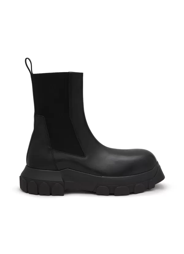 Boots>RICK OWENS Beatle Bozo Tractor Lug-Sole Leather Ankle Boots