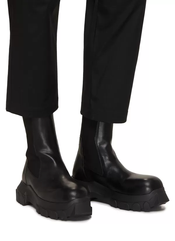 Boots>RICK OWENS Beatle Bozo Tractor Lug-Sole Leather Ankle Boots