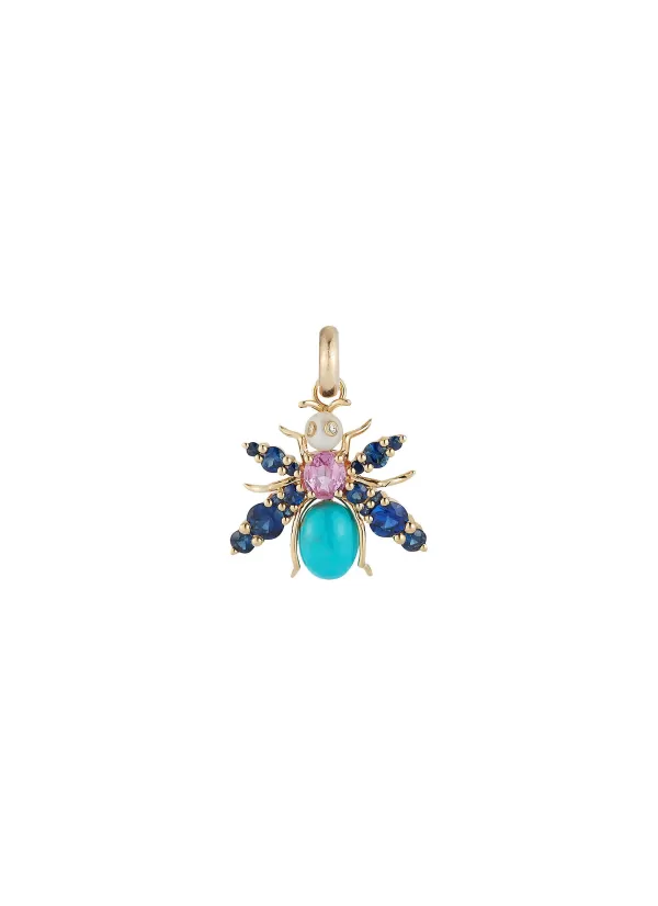 Fine Jewellery>STORROW JEWELRY Beatrice Bee 14K Gold Blue Sapphire Pearl Charm