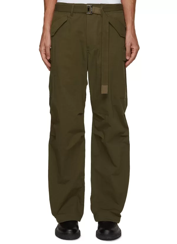 Pants>SACAI Belted Back Strap Detail Cargo Pants