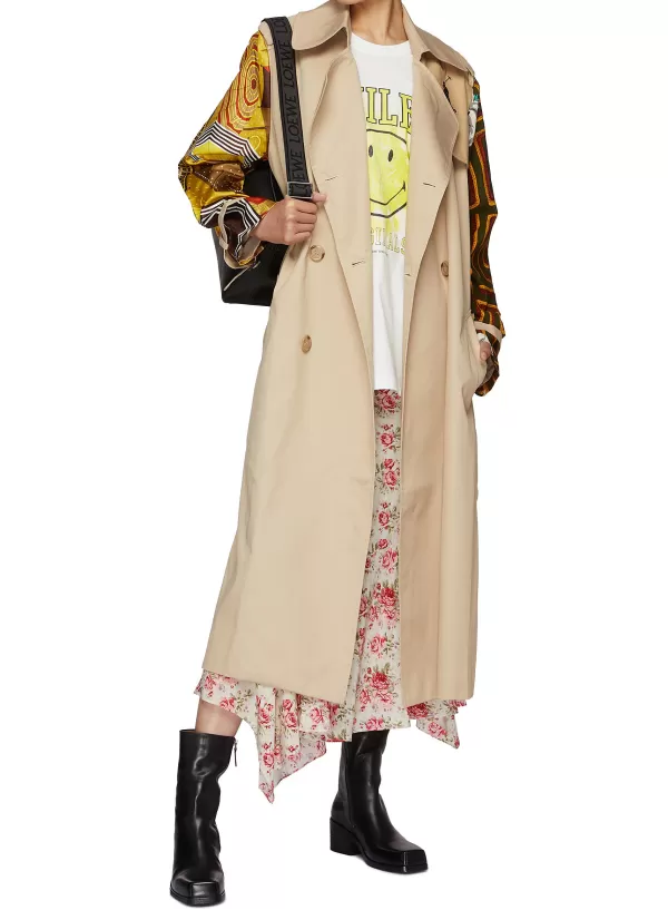 Coats>DRY CLEAN ONLY Belted Floral Print Trench Coat