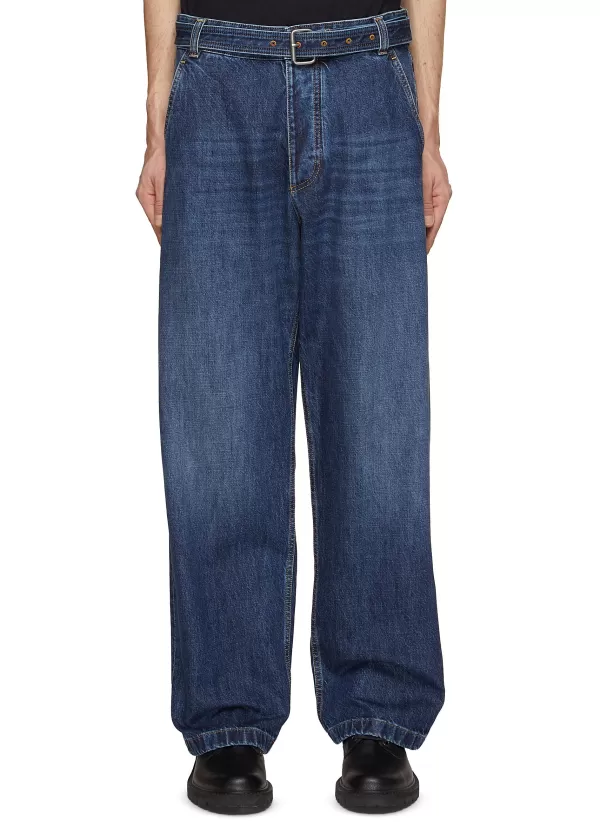 Pants>BOTTEGA VENETA Belted Wide Leg Jeans