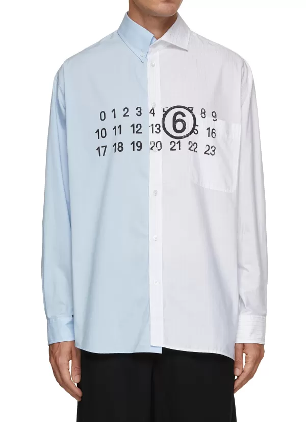 Shirts>MM6 MAISON MARGIELA Bi-Colour Logo Cotton Shirt