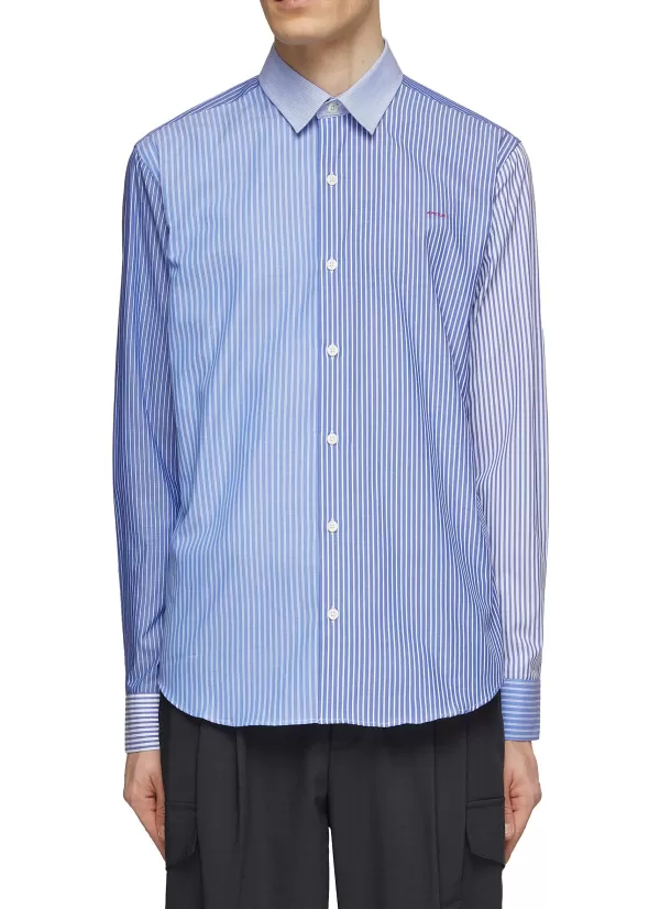 Shirts>MAISON LABICHE Bi-Colour Stripes Cotton Shirt