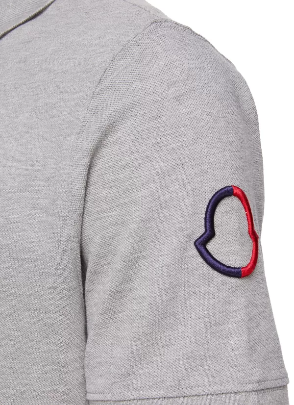 Polos>MONCLER Bicoloured Embroidery Detail Polo Shirt