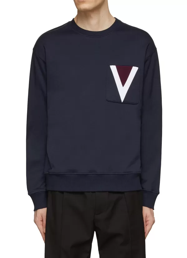 Pullovers & Hoodies>VALENTINO Big V Pocket Sweatshirt