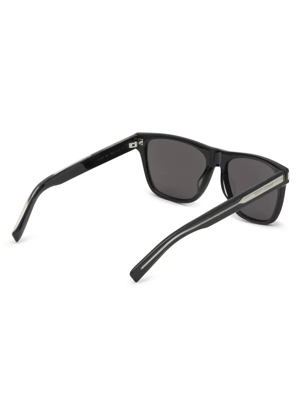 Eyewear>SAINT LAURENT Black Panthos Acetate Sunglasses