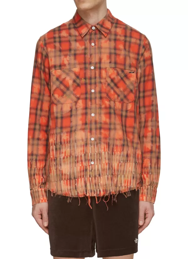 Shirts>AMIRI Bleached Logo Flannel Shirt