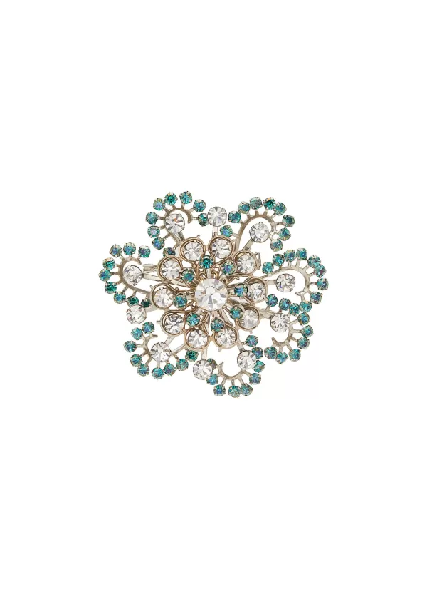 Vintage Accessories>* Blue Crystal Flower Brooch