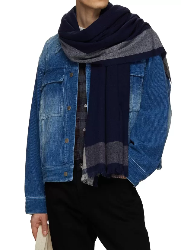 Scarves>JOHNSTONS OF ELGIN Boarder Cashmere Scarf