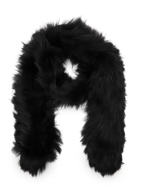 Scarves & Wraps>SIMONETTA RAVIZZA Bordeaux Silver Fox Fur Scarf