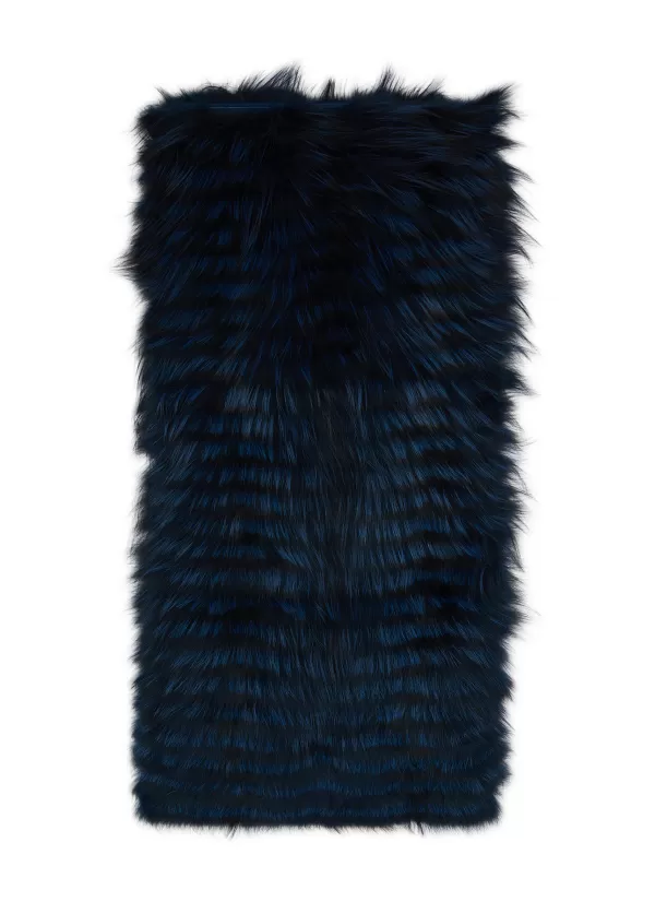 Scarves & Wraps>SIMONETTA RAVIZZA Bordeaux Silver Fox Fur Scarf