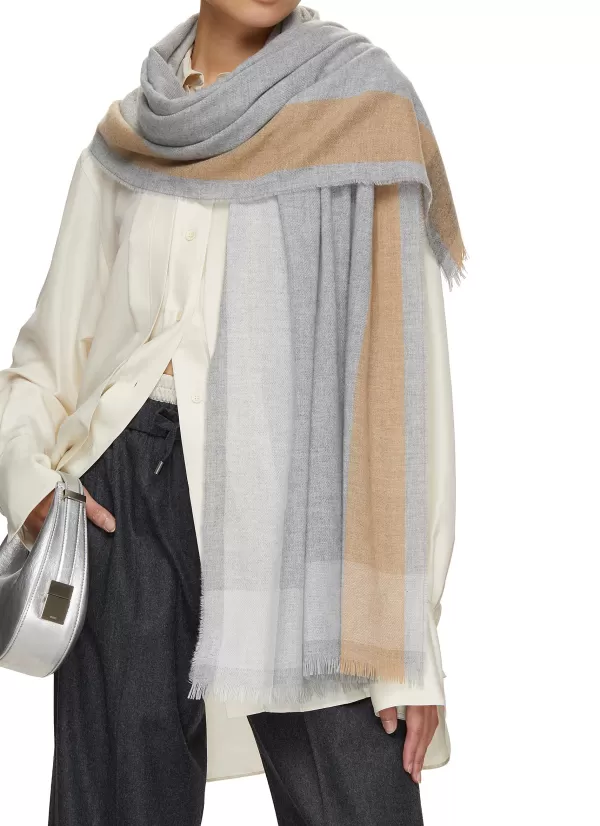 Scarves & Wraps>JOHNSTONS OF ELGIN Border Cashmere Scarf