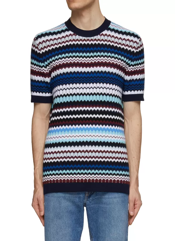 T-Shirts>MISSONI Boucle Yarn Chevron Crewneck T-Shirt