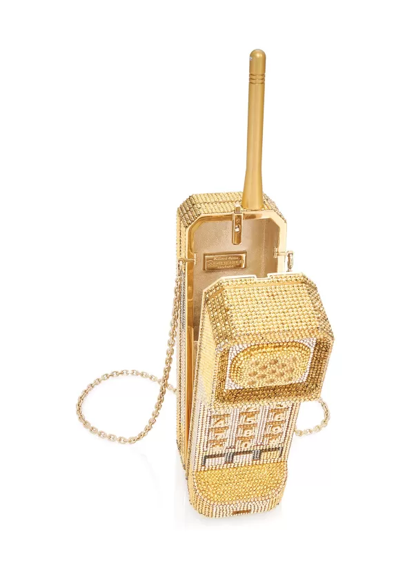 Clutch Bags>JUDITH LEIBER Brick Phone Crystal Embellished Clutch