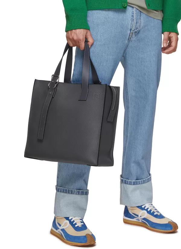 Tote Bags>LOEWE Buckle Zip Leather Tote Bag