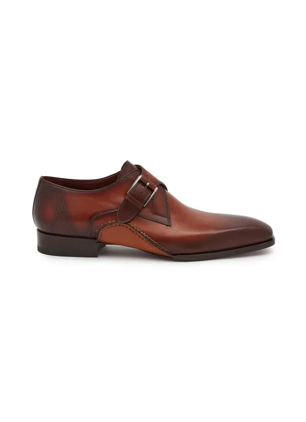 Formal Shoes>MAGNANNI Burnished Monk Leather Loafers