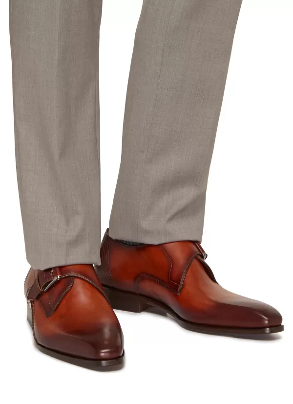 Formal Shoes>MAGNANNI Burnished Monk Leather Loafers