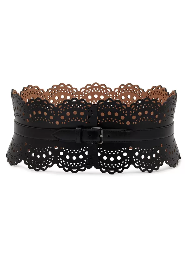 Belts>ALAÏA Bustier Vienne Motif Leather Corset Belt