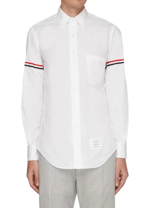 Shirts>THOM BROWNE Buttoned Armband Poplin Shirt