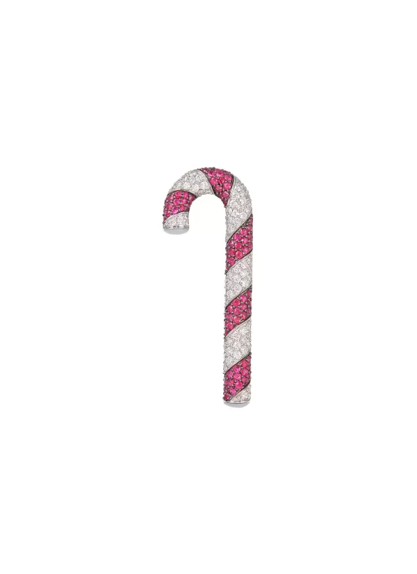 Fine Jewellery>MIO HARUTAKA Candy Cane 18K White Gold Diamond Ruby Brooch And Pendant