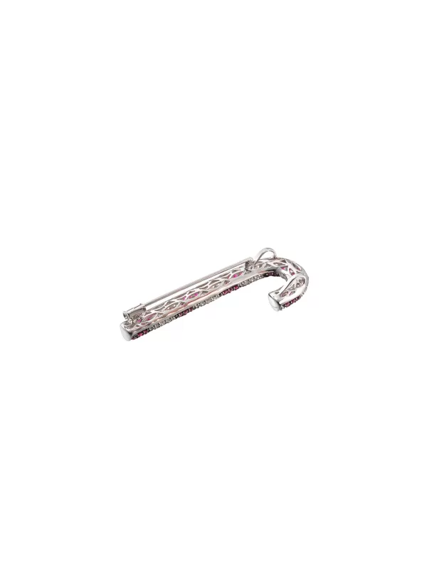 Fine Jewellery>MIO HARUTAKA Candy Cane 18K White Gold Diamond Ruby Brooch And Pendant