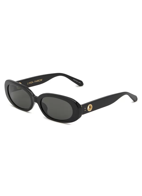 Eyewear>LINDA FARROW Cara Acetate Rectangular Sunglasses