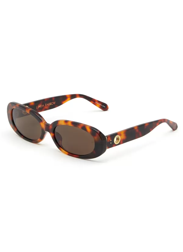 Eyewear>LINDA FARROW Cara Acetate Rectangular Sunglasses