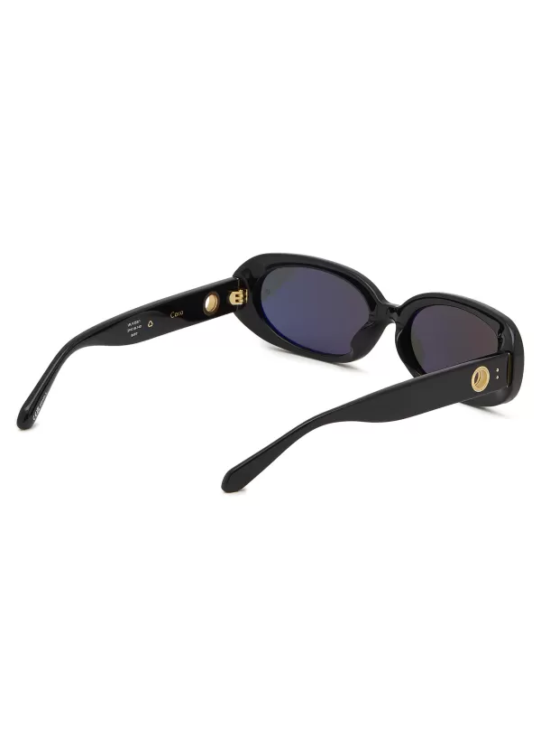 Eyewear>LINDA FARROW Cara Acetate Rectangular Sunglasses