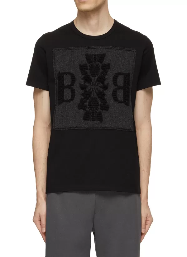 T-Shirts>BARRIE Cashmere Logo Patch Crewneck T-Shirt