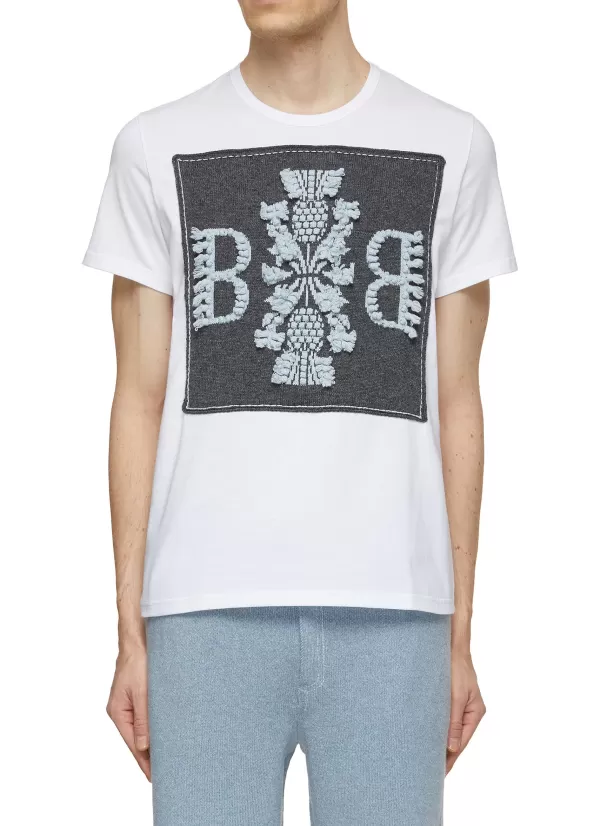 T-Shirts>BARRIE Cashmere Logo Patch Crewneck T-Shirt