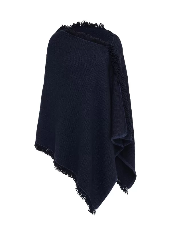 Scarves & Wraps>INVERNI Cashmere Wool Knit Poncho