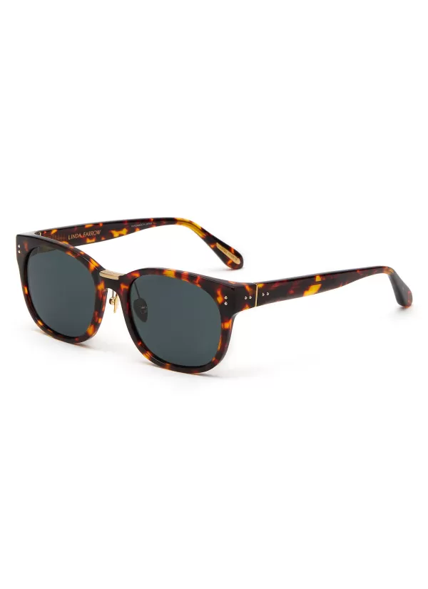 Eyewear>LINDA FARROW Cedric Acetate D-Frame Sunglasses