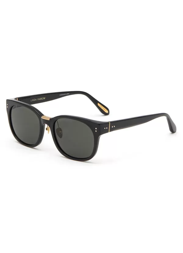 Eyewear>LINDA FARROW Cedric Acetate D-Frame Sunglasses