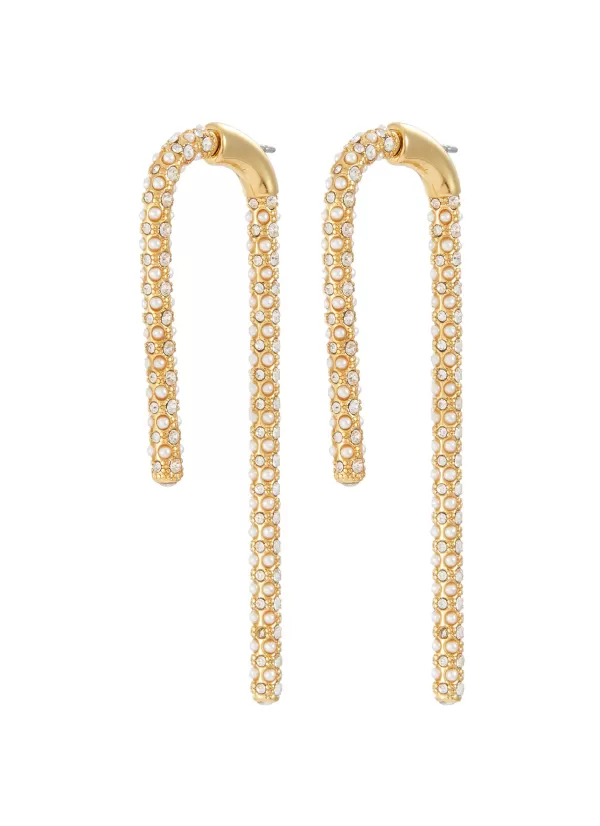 Fashion Jewellery>DEMARSON Celeste Faux Pearl Crystal Pave Earrings