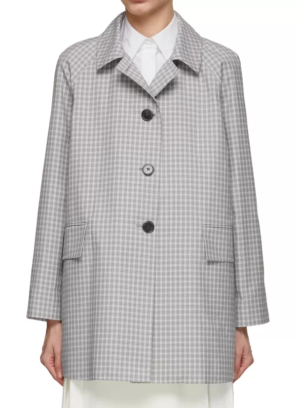 Jackets>THOM BROWNE Check Box Pleat Coat