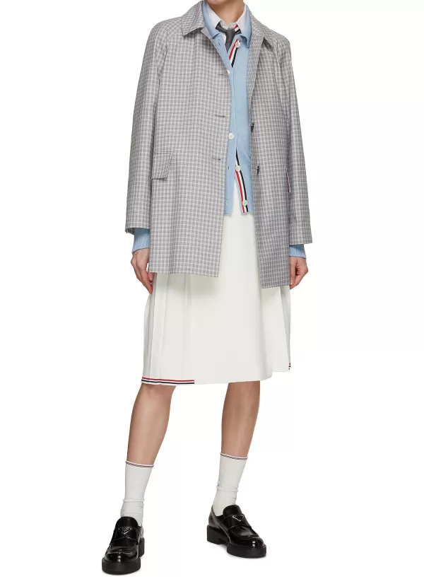 Jackets>THOM BROWNE Check Box Pleat Coat