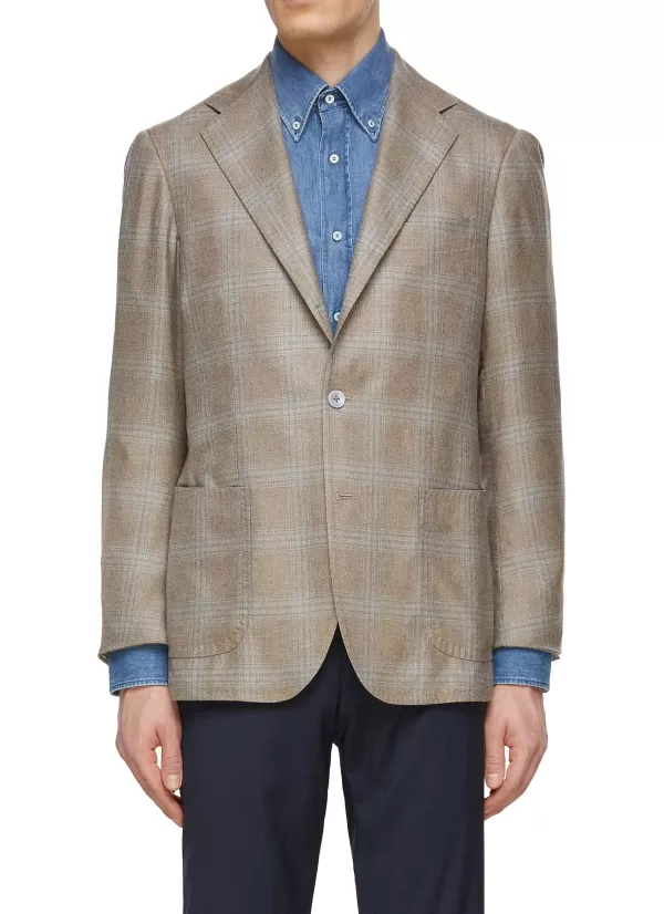 Suits>RING JACKET Check Notch Lapel Single Breasted Blazer