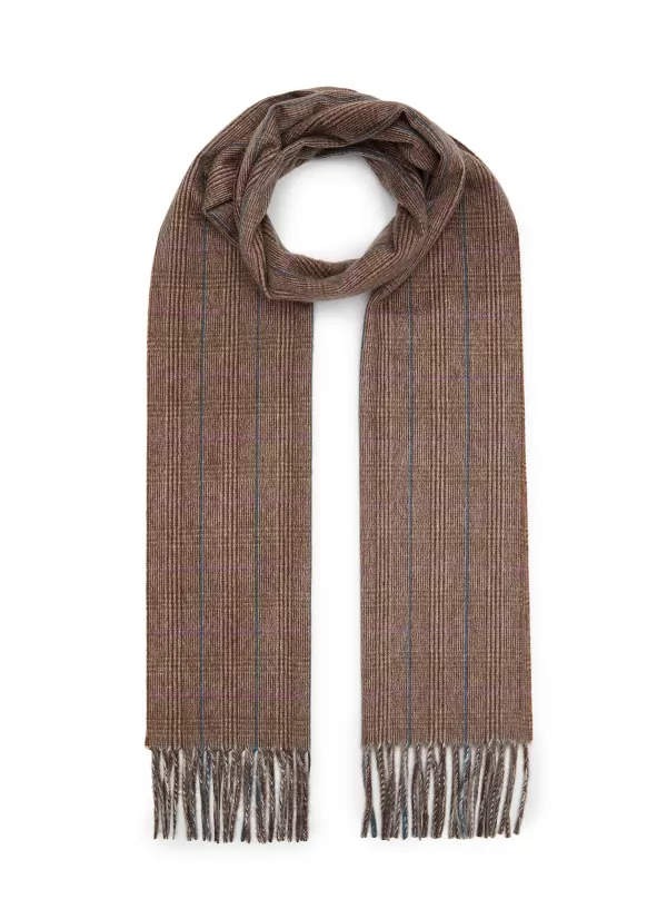 Scarves>COLOMBO Check Print Cashmere Scarf